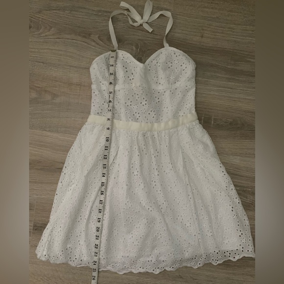 Talula White Eyelet Babydoll Fit & Flare Mini Sundress Dainty Feminine Peasant - Picture 9 of 16